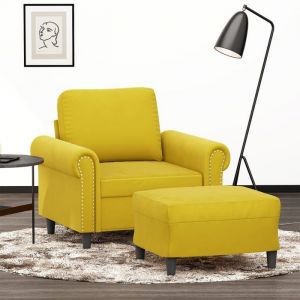 VidaXL Fauteuil avec repose-pied jaune 60 cm velours, canap&eacute;, fauteuil, fauteuil TV, canap&eacute; simple, canap&eacute;, canap&eacute; relax, canap&eacute; de loisirs