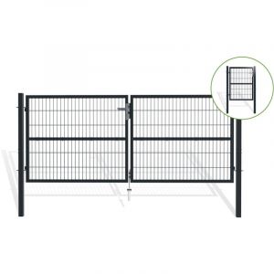 Casanoov - Portail grillagé 3m razo H.120cm + Portillon 1m razo H.120cm Gris