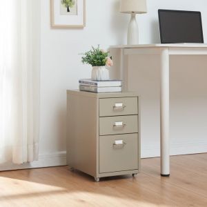 Image de Caisson de bureau à roulettes Kökar acier 48 x 28 x 41 cm camel [en.casa]