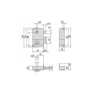 Serrure monopoint en applique vertical fouillot gauche cylindre de 50mm sur numéro BC1534 - CISA - 3005046000BC1534