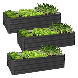 ML-Design 3x Lit de Jardin Surélevé en Métal 120x60x30 cm 200L Anthracite Résistant aux Intempéries Bac à