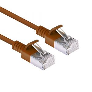 ACT DC7203 Câble réseau CAT6a U/FTP LSZH LAN fin 3,8 mm flexible sans accroc CAT 6a avec prise RJ45 pour utilisation dans les centres de données Marron 3 m