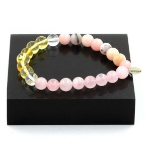 Bracelet Perles Opale Rose + Quartz rose + Citrine + Quartz 8 mm - A Bijoux