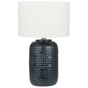 Beliani Lampe à poser en céramique bleu foncé 47 cm MUSSEL