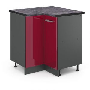 Vicco meuble d'angle R-Line, Rouge bordeaux Haute brillance, 75.6 cm, PT Anthracite