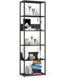Akord - tagère murale industrielle sur pied Noire 60 cm 6 étagères 60x32x192 cm