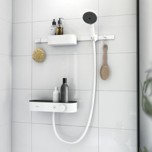 Image de Hansgrohe Ensemble d accessoires de douche avec thermostatique blanc mat WallStoris