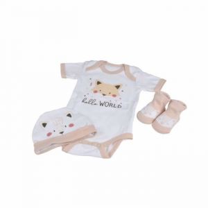 Coffret Naissance 3 Pi&egrave;ces "renard" 0 &agrave; 1 Mois Beige Prix