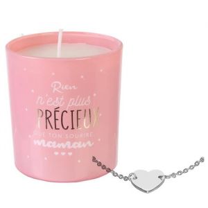 Linnea Bougie parfumée fleurs de printemps MARBELLA rose + bracelet surprise 8 x 7 cm