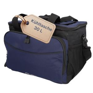 Cartrend Sac Isotherme de 30 l, avec câble de raccordement de 12 V de 1,50 m de Long, bandoulière réglable, Grande Poche Avant avec Fermeture éclair et 2 Filets latéraux, revêtement intérieur Facile