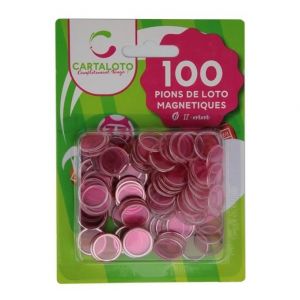 Blister 100 pions de loto magnetiques Rose 17 mm Pions de marquage aimantes Jetons bingo Set Accessoire Jeu carte