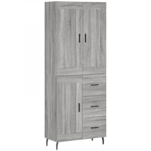VidaXL Buffet Haut, Armoire de Rangement avec Pieds, Meuble de Rangement, Organisateur Salon Salle de S&eacute;jour, Industriel, Sonoma Gris Bois d'Ing&eacute;nierie