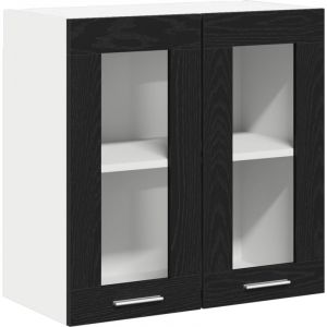 VidaXL Armoire en verre suspendue en chêne noir - 60x31x60 cm, fabriquée en bois d'ingénierie