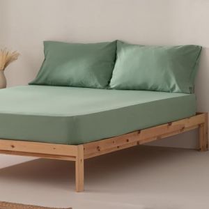 Drap-housse en 100% coton aqua marine 120x200x30 cm