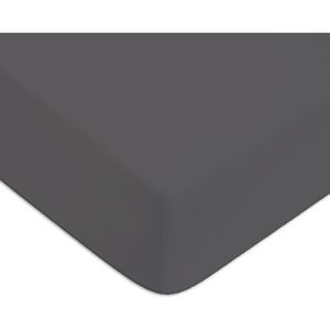 Future Home - Drap housse en 100% coton premium 57 fils uni bonnet 25cm zinc 140x190cm avec bonnet élastique de 30cm
