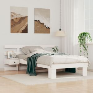 VidaXL Cadre De Lit Avec Tiroir Blanc 90 X 200 Cm Bois De Pin Massif