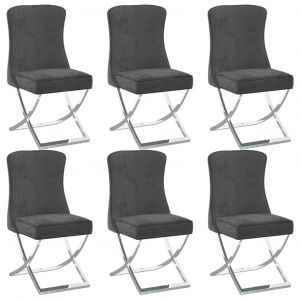 Image de VidaXL Chaises de salle à manger 6 pcs Gris 53x52x98 cm Velours