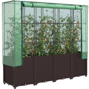 VidaXL Jardinière surélevée avec housse aspect rotin 160x40x153 cm