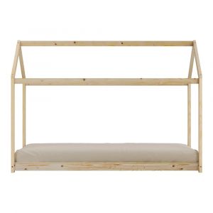Sunny Zoey Lit Cabane Couleurs Naturelles Lit Cabane Au Sol - Sans Matelas - 206 X 98 X 154 Cm Pour Matelas De Dimensions : 90 X 200 Cm.