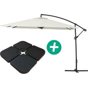 Habitat et Jardin Parasol jardin d&eacute;port&eacute; Alu -Ilios 3- Carr&eacute; - 3 x 3 m - Ecru - Dalles incluses