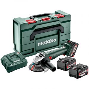 Metabo Meuleuse d'angle 18V w 18 l 9-125 Quick Set + 3 batteries Li-Power 4Ah + chargeur asc 55 + x 165l 602249960