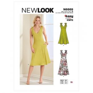 New Look Sewing Pattern N6669 Misses' Dress, Designed for Stretch Knits Loisirs créatifs, Papier, Blanc, 34-36-38-40-42-44-46