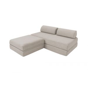 Canapé d'angle convertible 4 places en tissu imperméable gris