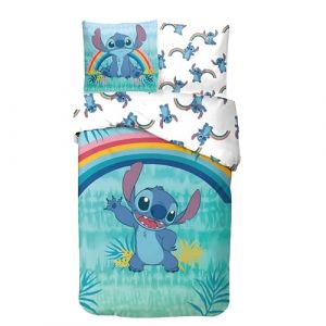 STITCH-LILO ET STITCH-DISNEY- PARURE DE LIT- HOUSSE DE COUETTE 140X200 CM + TAIE - 63X63 CM-NEUF-COTON.