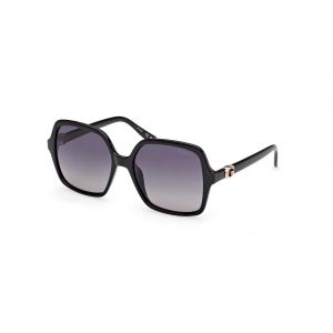 Guess Femme GU00190 01D Lunettes de soleil Métal Noir Fumée Carré Polarisé Ombré