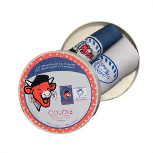 Image de Coucke Coffret LA VACHE QUI RIT - Lot Torchon et carr&eacute; &eacute;ponge French Vache