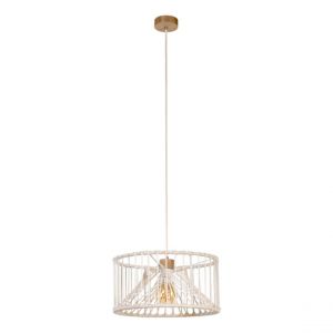 Lampe Suspendue Reve LED Chêne huilé Cordon de Coton Tressé Crème Câble en Tissu Naturel