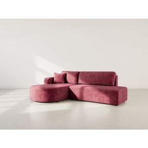 Miro - canap&eacute; d'angle gauche 4 places convertible avec coffre en velours textur&eacute;