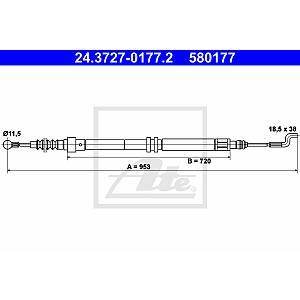 ATE Câble de frein à main VOLKSWAGEN TRANSPORTER (00324.3727-0177.2)