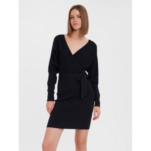 Image de Vero Moda VMHOLLYREM LS V-Neck Dress GA Noos Robe, Noir, L Femme