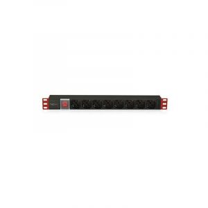 Image de Techly - I-Case Strip -18C20 - Multiprise, 8 Prises, AC, 1U, en Aluminium, unit&eacute; de Distribution d&rsquo;&eacute;nergie, monophas&eacute;e, Horizontale - Noir