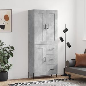 VidaXL Buffet Haut, Armoire de Rangement avec Pieds, Meuble de Rangement, Organisateur Salon Salle de Séjour, Industriel, Gris Béton Bois d'Ingénierie
