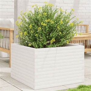 VidaXL Jardinière blanc 70x70x46 cm bois de pin massif, jardinière d'extérieur, bac à fleurs, boîte à plantes, jardinière de terrasse
