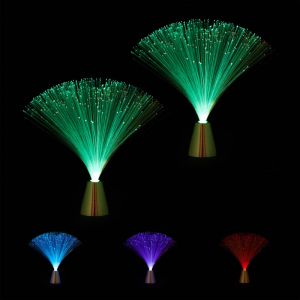 Relaxdays Lumière à fibre optique, lot de 2, couleur changeante, LED style rétro, lampe d’ambiance, faisceaux, 33, cm, multicolore