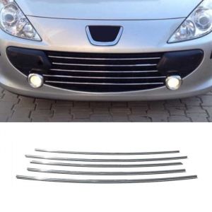 Omac Moulure de Grille de Calandre pour Peugeot 307 2005-2008 Chrom&eacute; 5Pcs