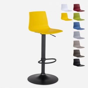 Grand Soleil Tabouret bar de cuisine design noir mat réglable en hauteur Imola Matt - couleur:Jaune