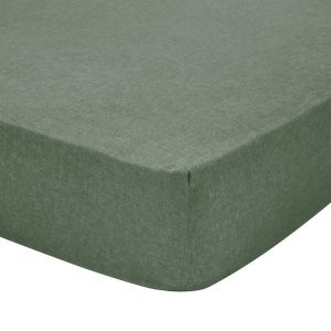 Essix Drap housse uni en flanelle de coton vert lichen 90x200