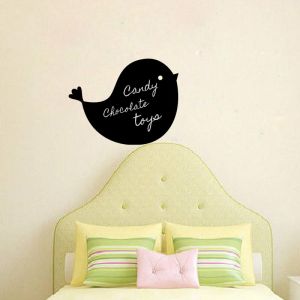 Ambiance Sticker Ardoise Tableau Noir - Stickers Muraux Adhésif Effaçable - Silhouette Oiseau - H40 x L50 cm