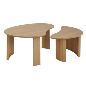 Calicosy Lot de 2 tables basses forme organique décor bois L80 cm