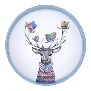 MIKASA X Tipperleyhill Plateau de Service Rond Élégant pour Repas et Boissons, Motif Cerf, 40 cm, Cadeau Original