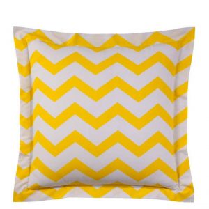 Taie d'oreiller coton CHEVRON - Jaune/Blanc