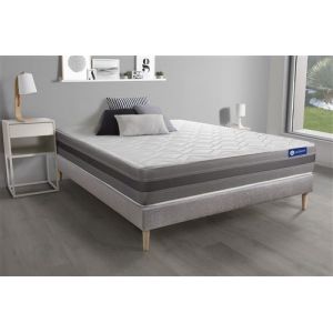 Ensemble matelas ACTIMEMO RELAX m&eacute;moire de forme 140x190 cm Maxi &eacute;paisseur 5zones de confort + sommier KIT gris