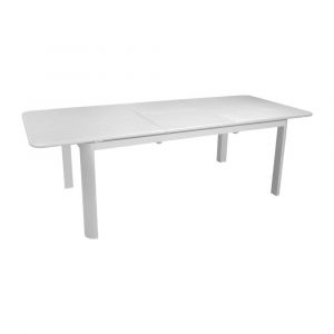 Proloisirs Table de jardin extensible Eos en Aluminium 180/240 x 100 cm - Plateau &agrave; lattes - blanc