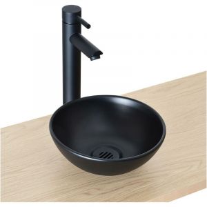 Mob-in - Vasque ronde à poser en céramique noir mat 26cm soho - Noir