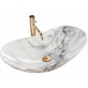 Réa LAVABO ROYAL GRANIT VASQUE A POSER CERAMIQUE MODERNE 61CM x 35CM