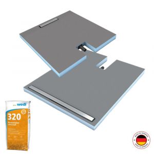Wedi Receveur à carreler Fundo Plano Linea écoulement linéaire & bonde intégrée + colle 320, 120 x 100